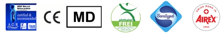 Certifikáty Airex: AGR, CE, MD, Ftalat free, Sanitized, Swissmade Certifikáty Airex: AGR, CE, MD, Ftalat free, Sanitized, Swissmade